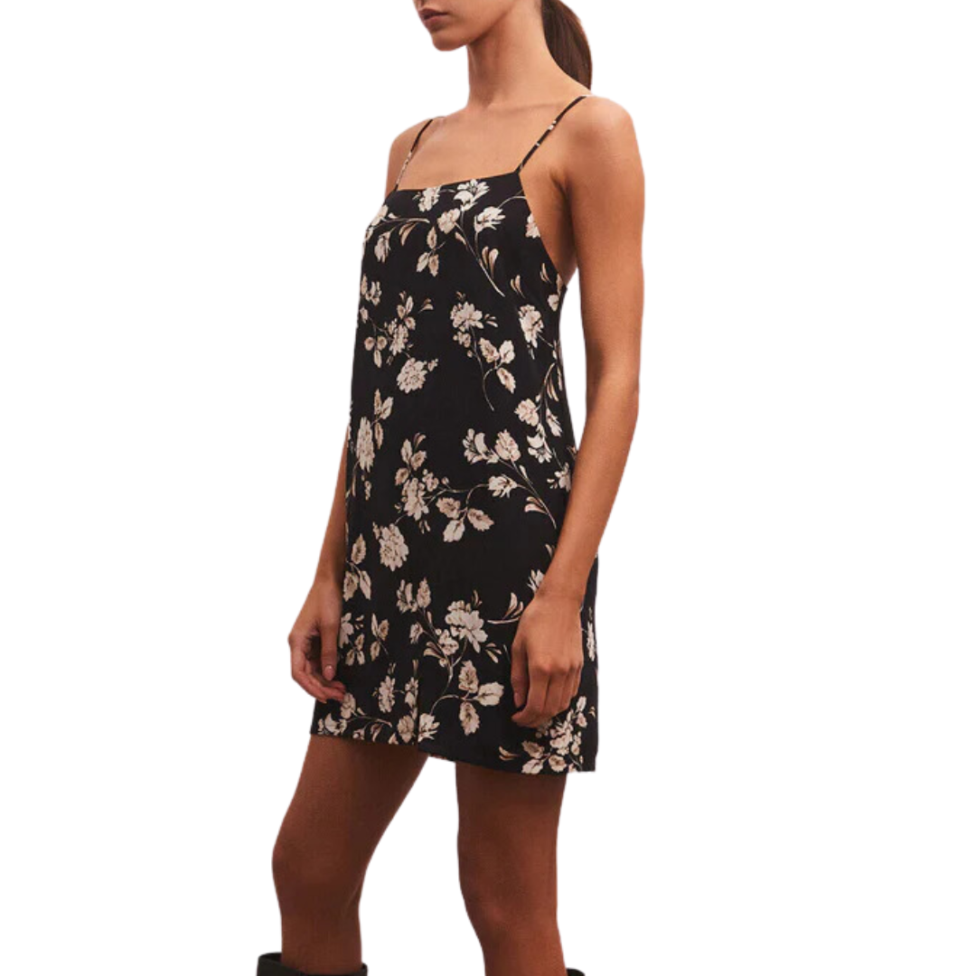 Raelyn Floral Mini Dress in Black