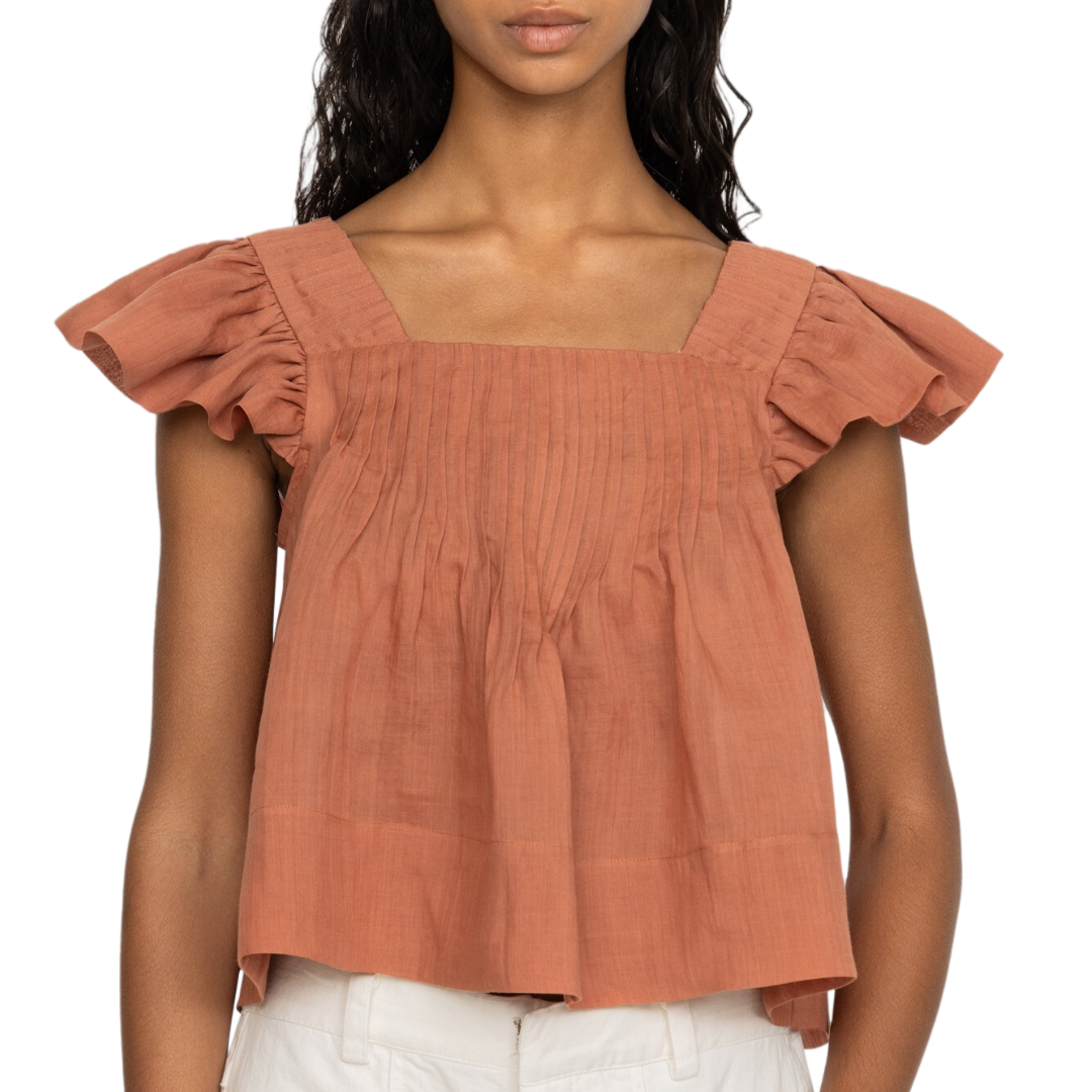 Risa Ramie W/ Poly Satin Tank Top in Clay