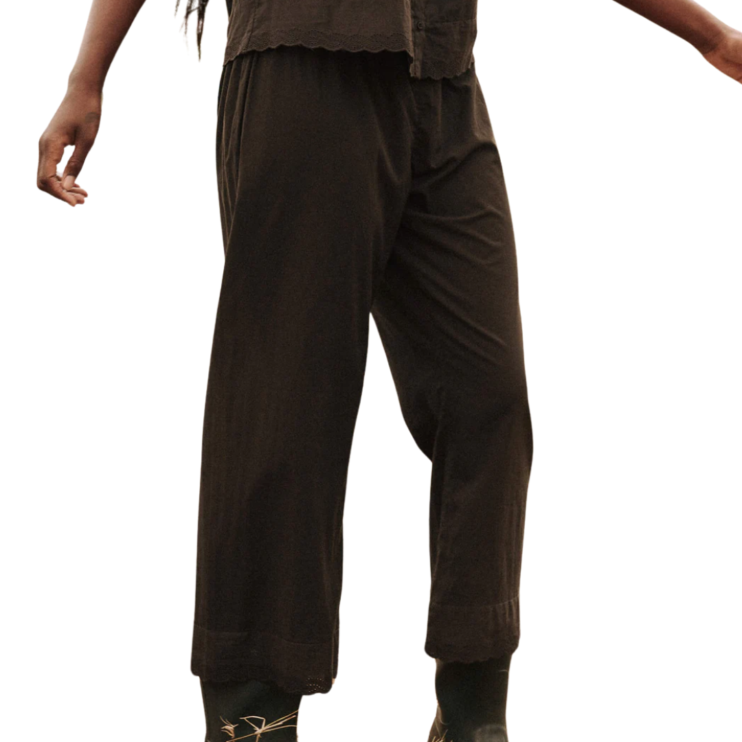 The Eyelet Easy Sleep Pant in Black
