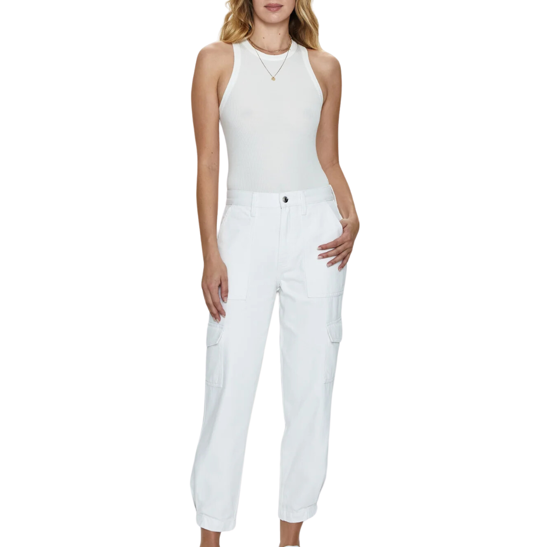 Josephine High Rise Tapered Cargo in White