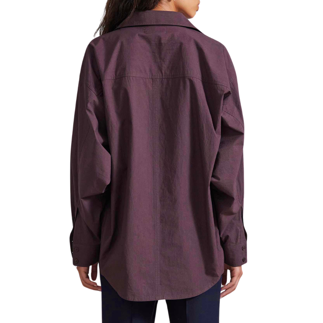Kaarina Dolman Button Down in Chocolate Plum