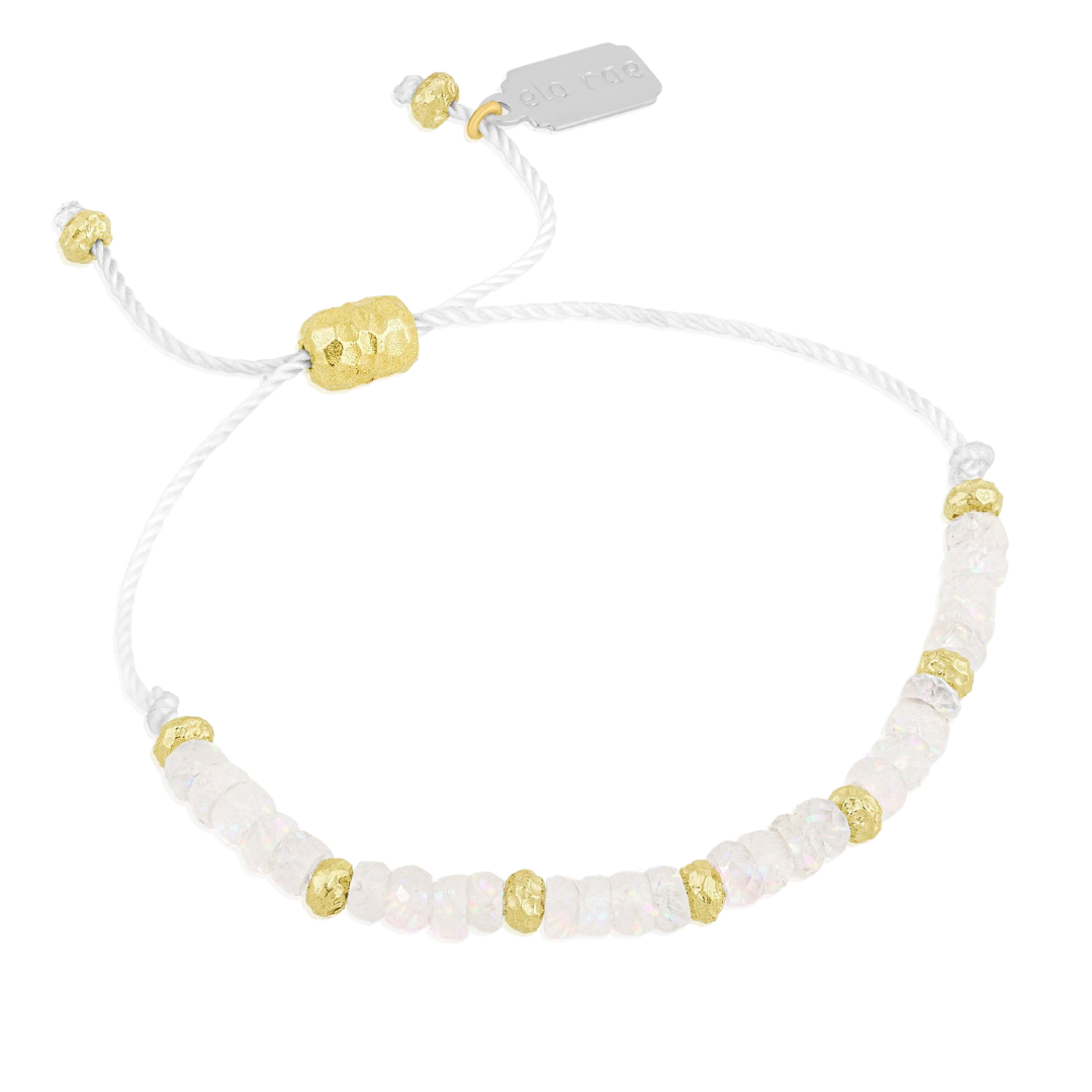 Mini Gemstone Bolo Bracelet in Rainbow Moonstone