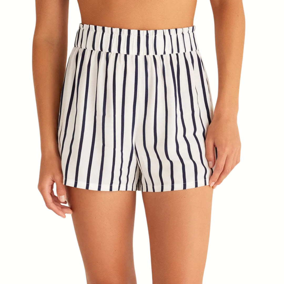 Low Tide Stripe Short in Cloud Dancer