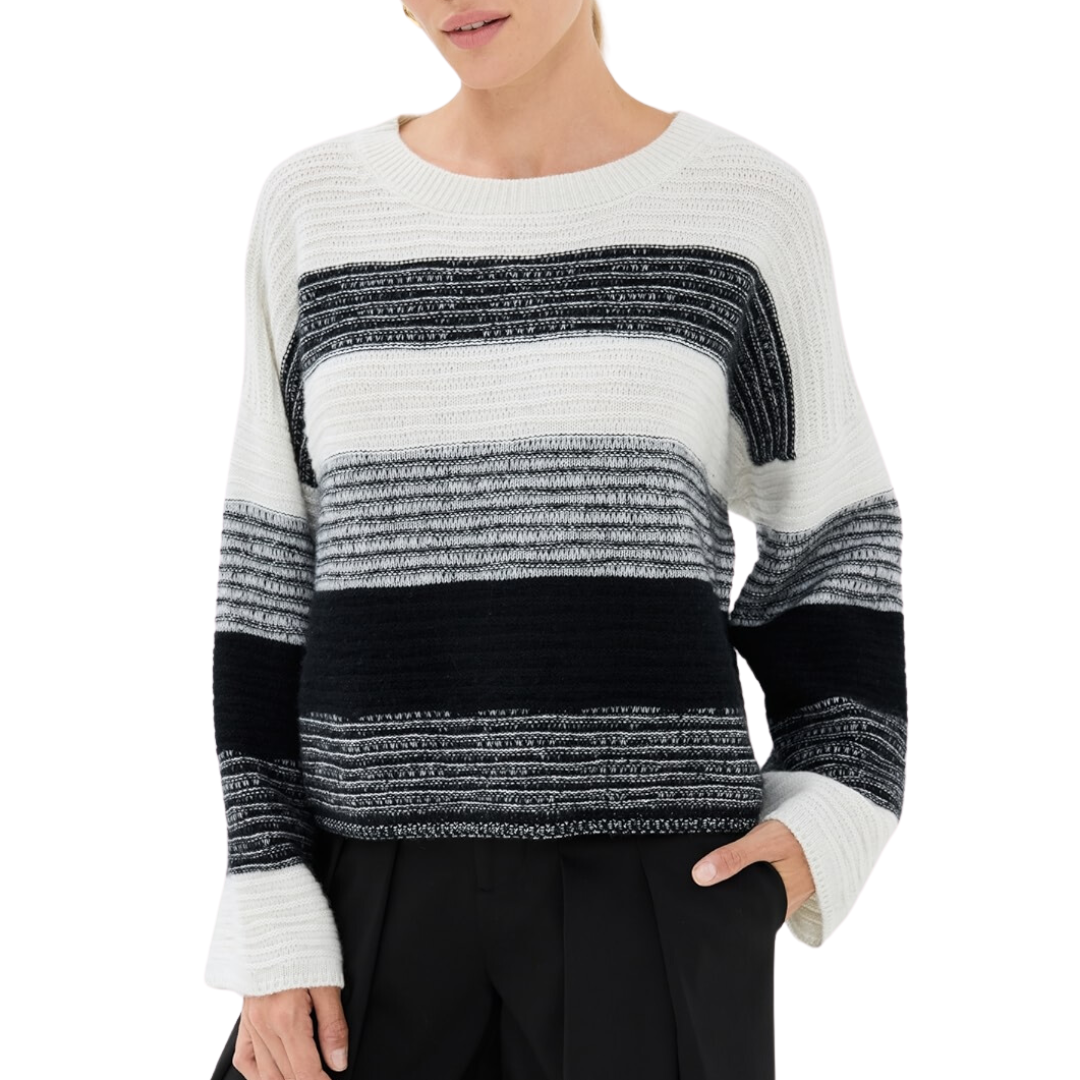 Cisco Dolman Crewneck in Black/Gardenia