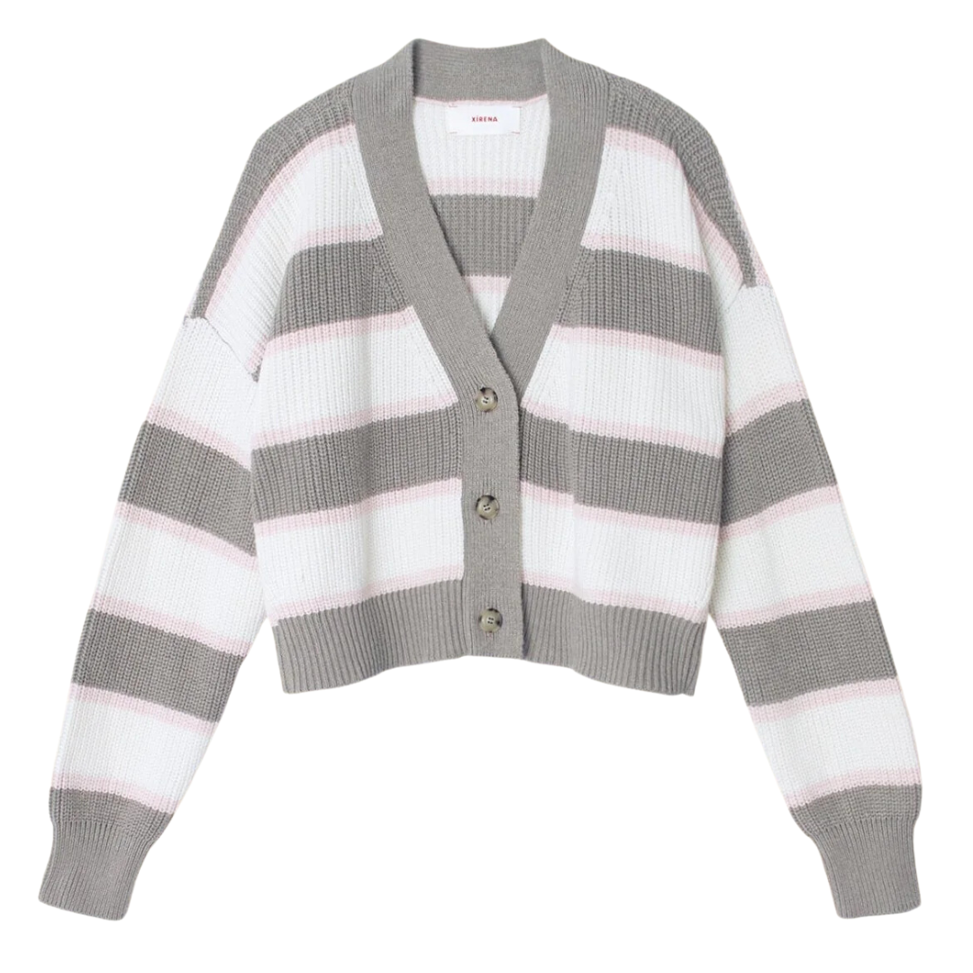 Carey Cardigan in White Grey