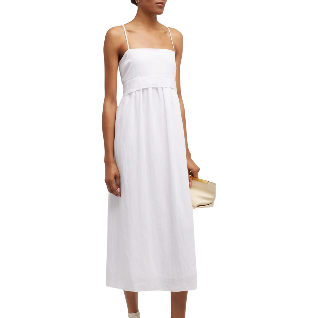 ANGELIC - White Ruched Dress with Structured Top