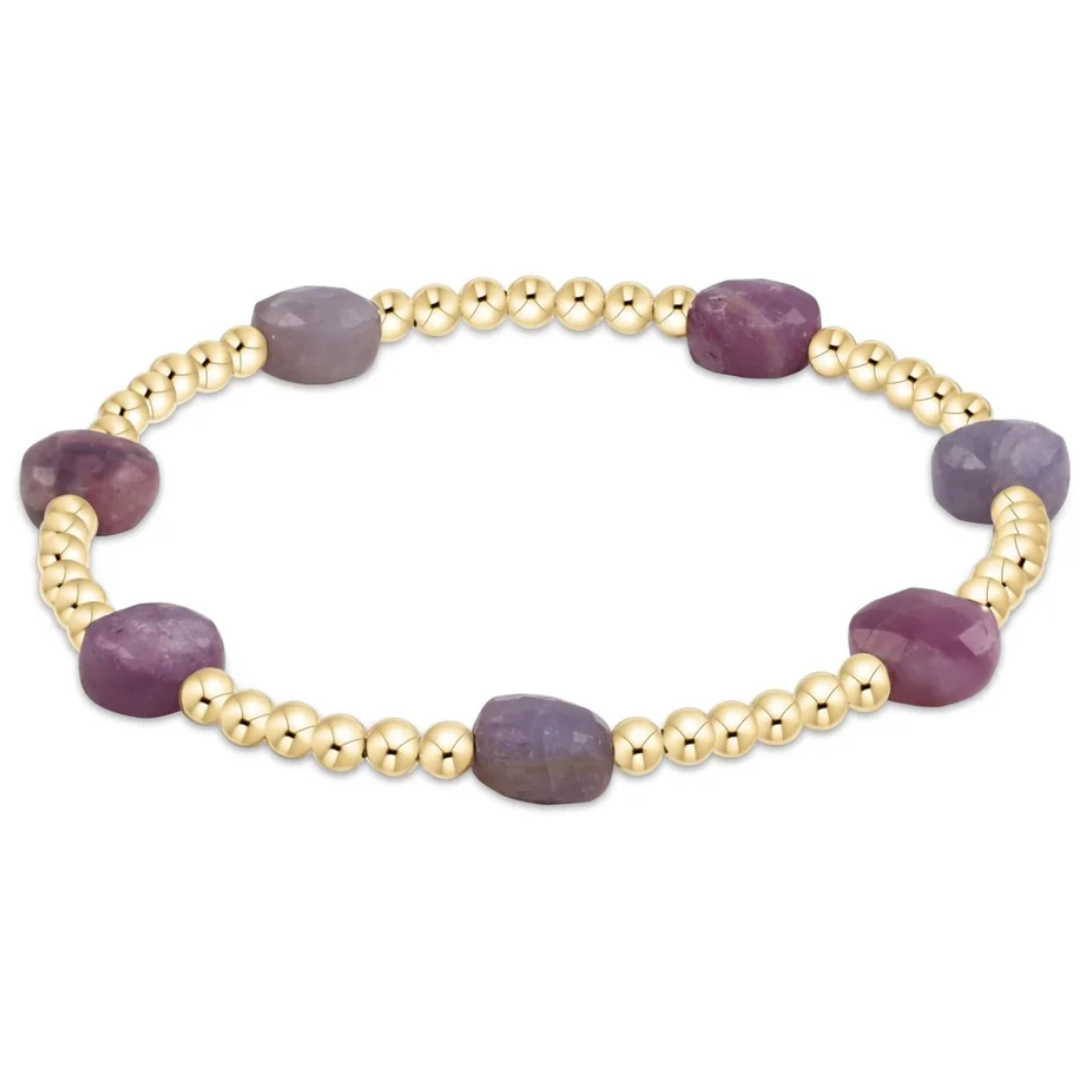 Admire Gold 3mm Bead Bracelet in Ruby