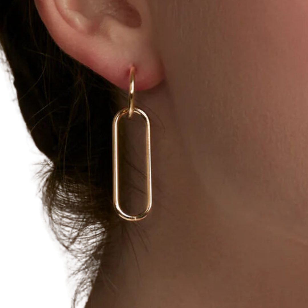 Paperclip Drop Earring in Gold