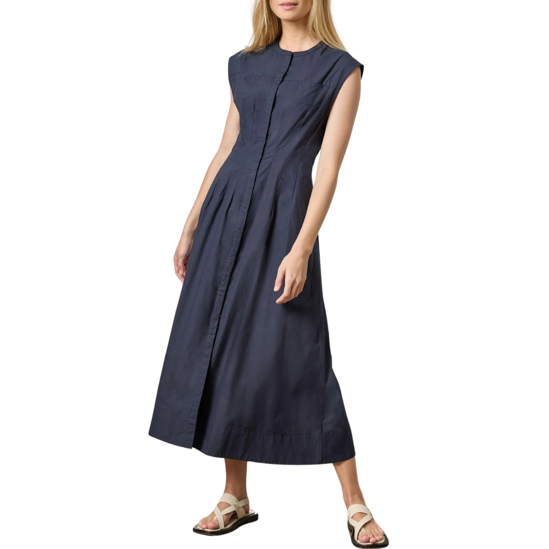 Sleeveless Seamed Maxi Dress in Navy