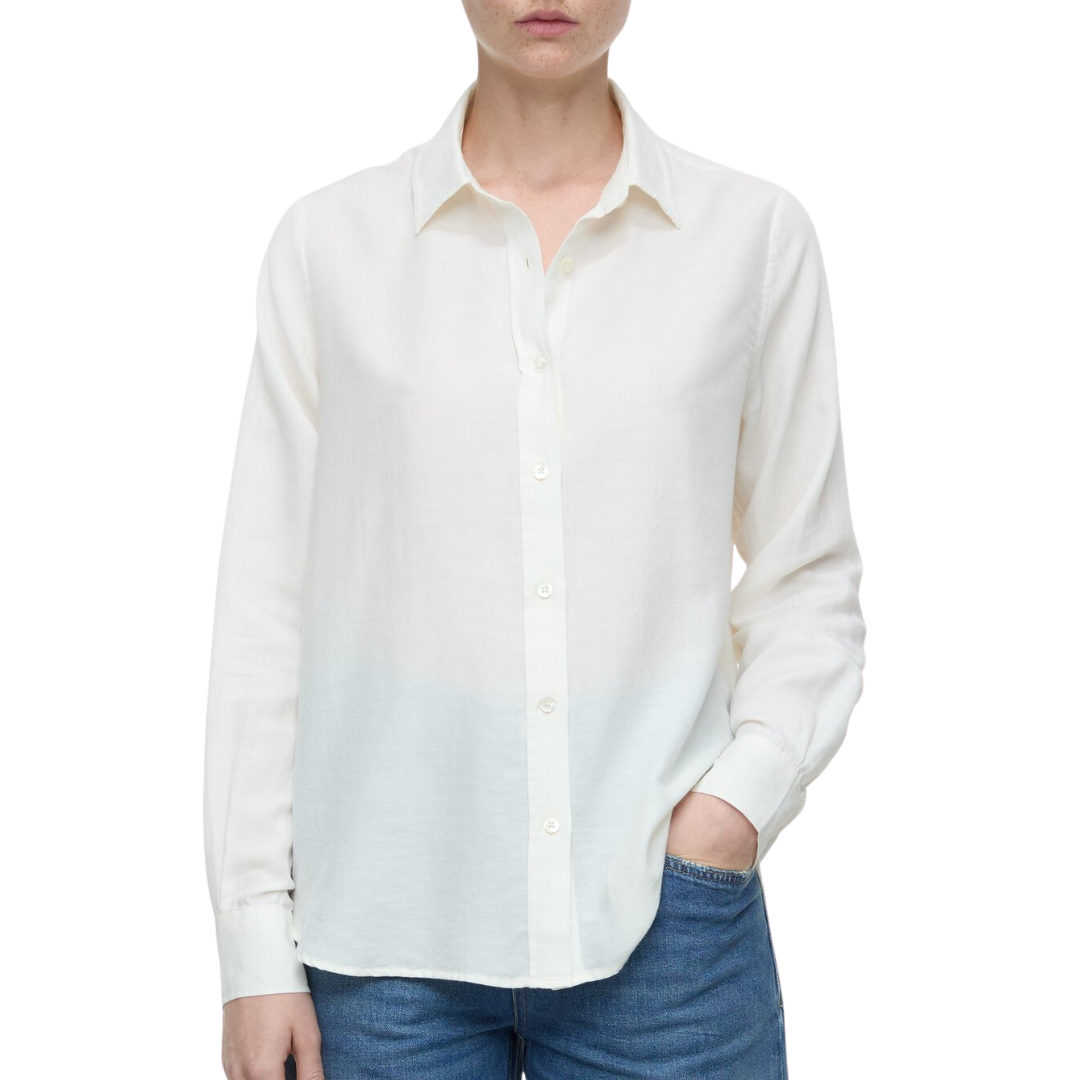 Cotton-Cashmere Blend Blouse in Ivory