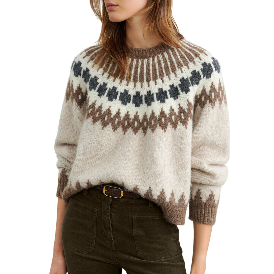 Alena Sweater in Oatmeal Fairisle