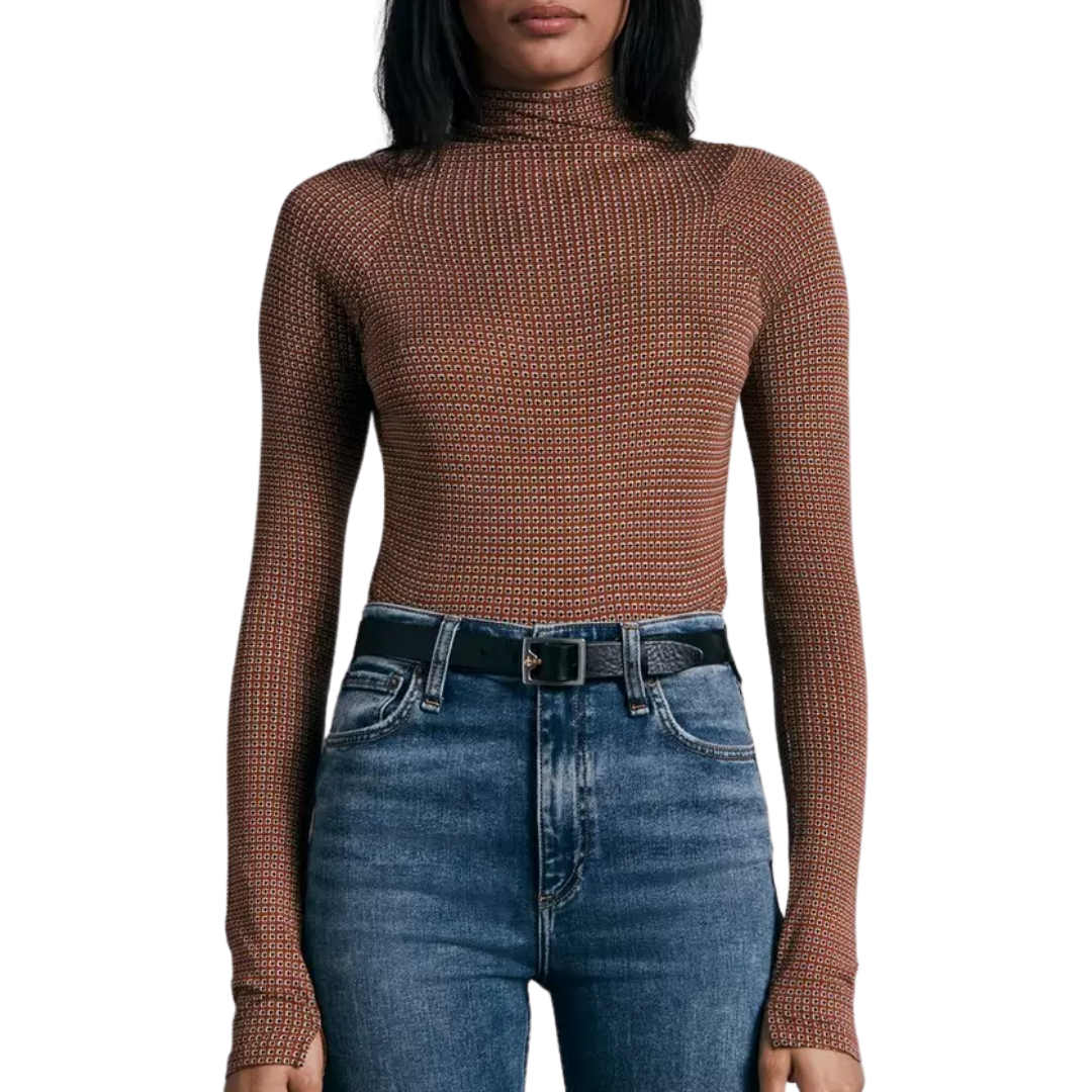 Shaw Cotton Paneled Long Sleeve in Brown Multi