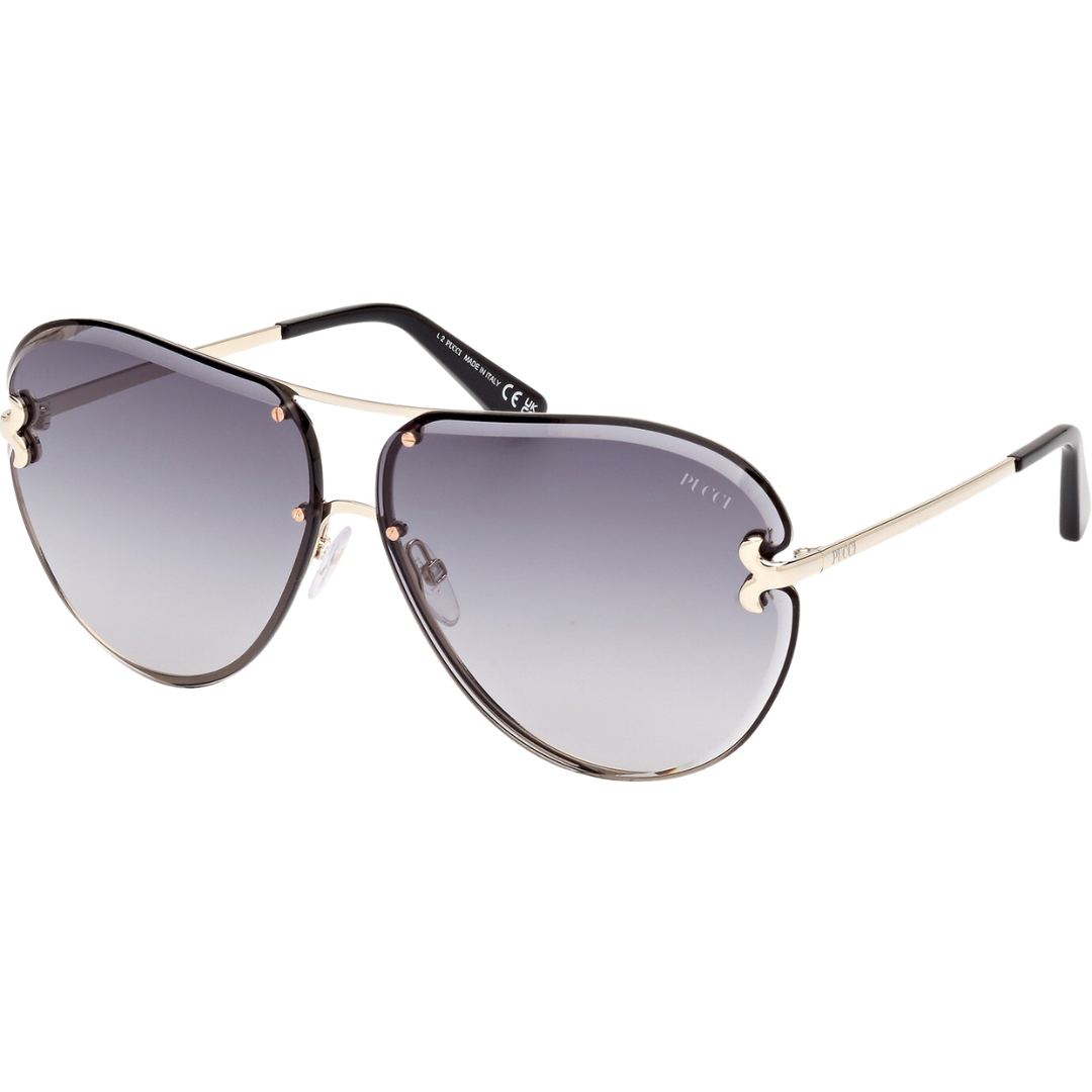 EP0217 Aviator Sunglasses in Shiny Pale Gold/Smoke