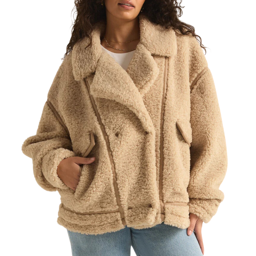 Ari Sherpa Jacket in Fossil
