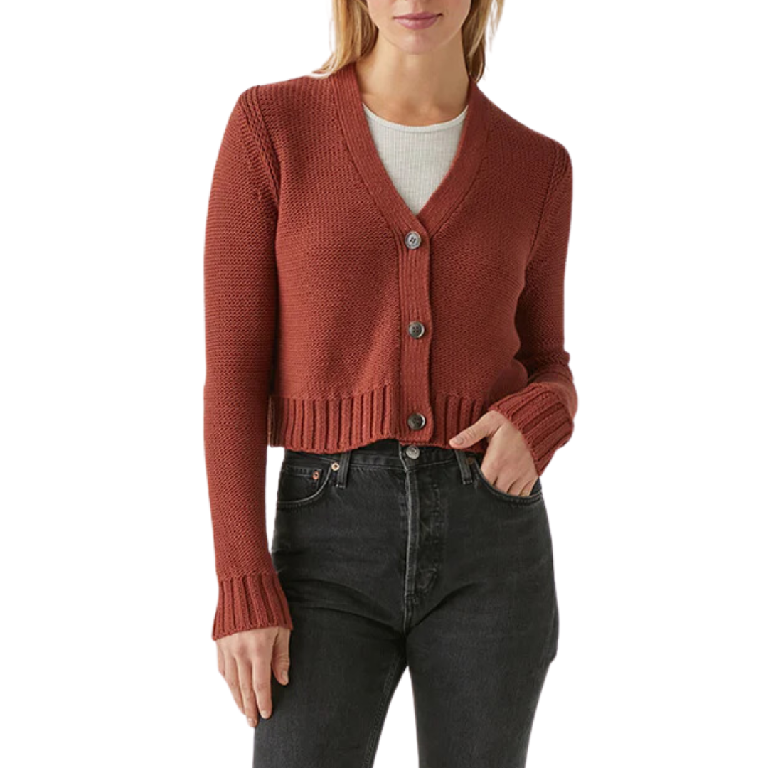 Fran Crop Sweater Cardigan in Pecan