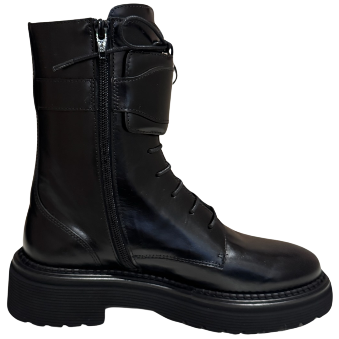 Siena Lace Up Boots in Black