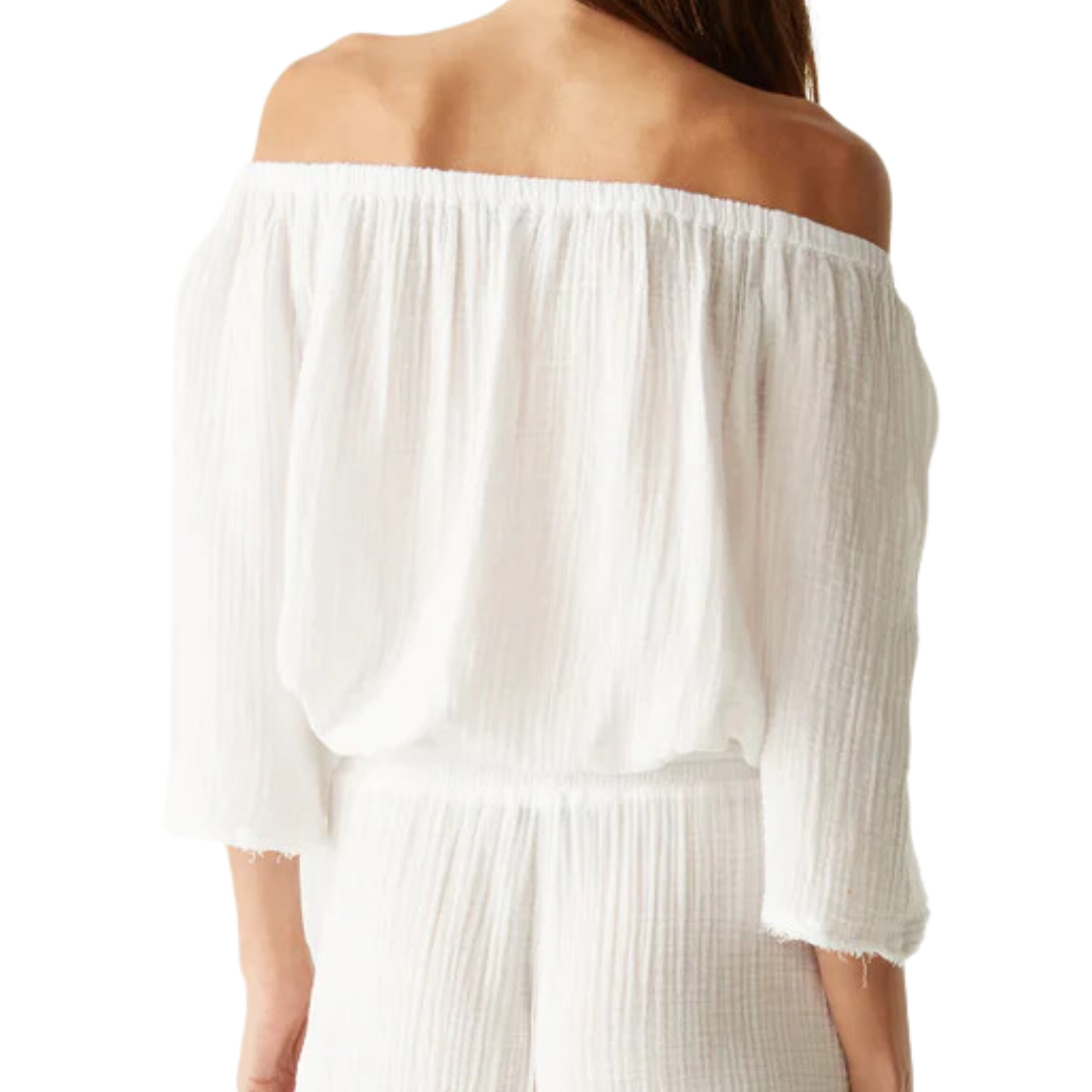 Isabel Convertible Gauze Top in White