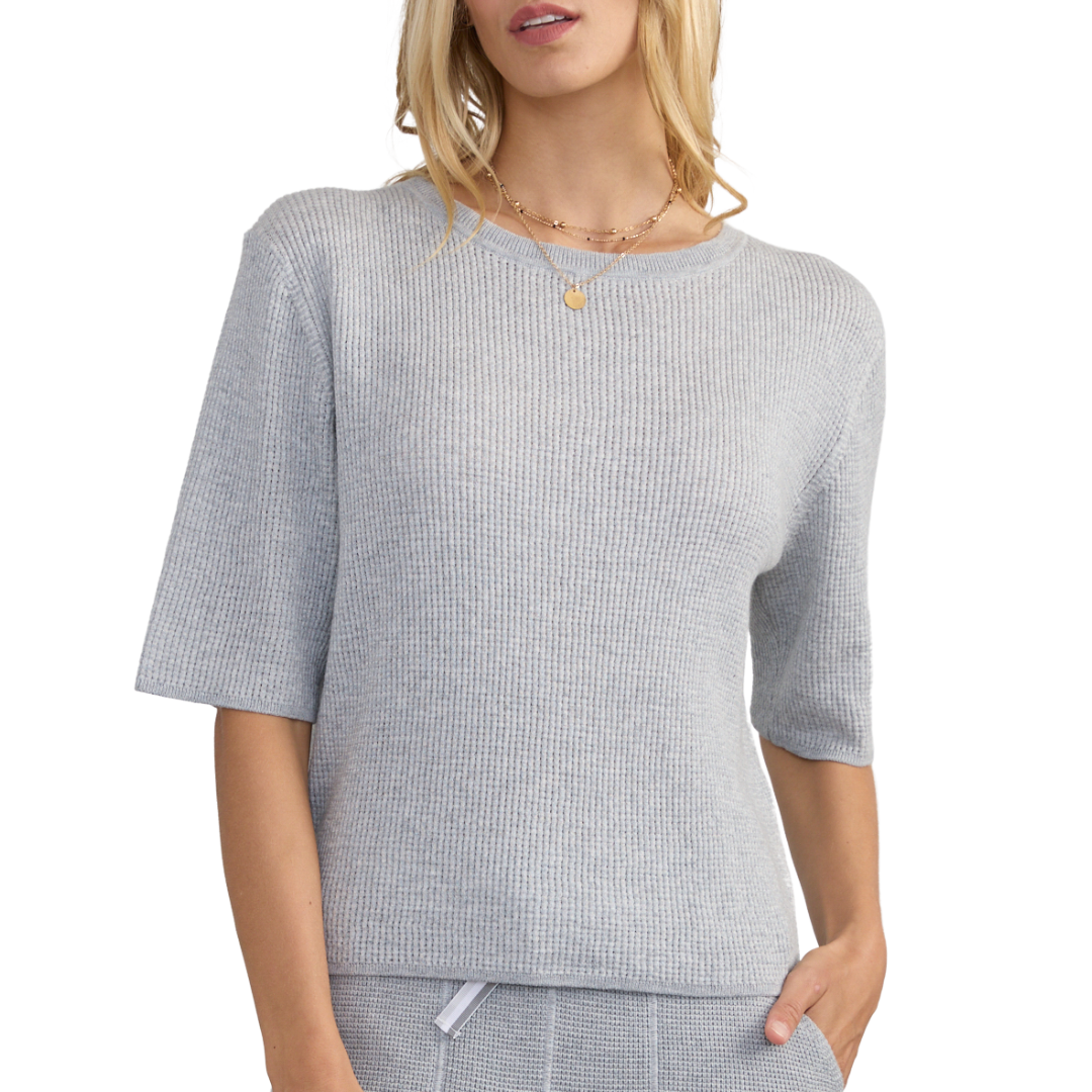 Jill Waffle Tee in Grey/Salt