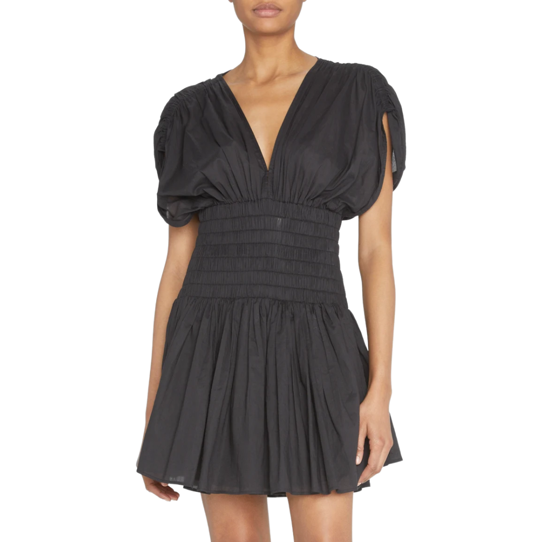ワンピース Luna pleats mini dress andmary black ANDMARY】Luna pleats mini dress