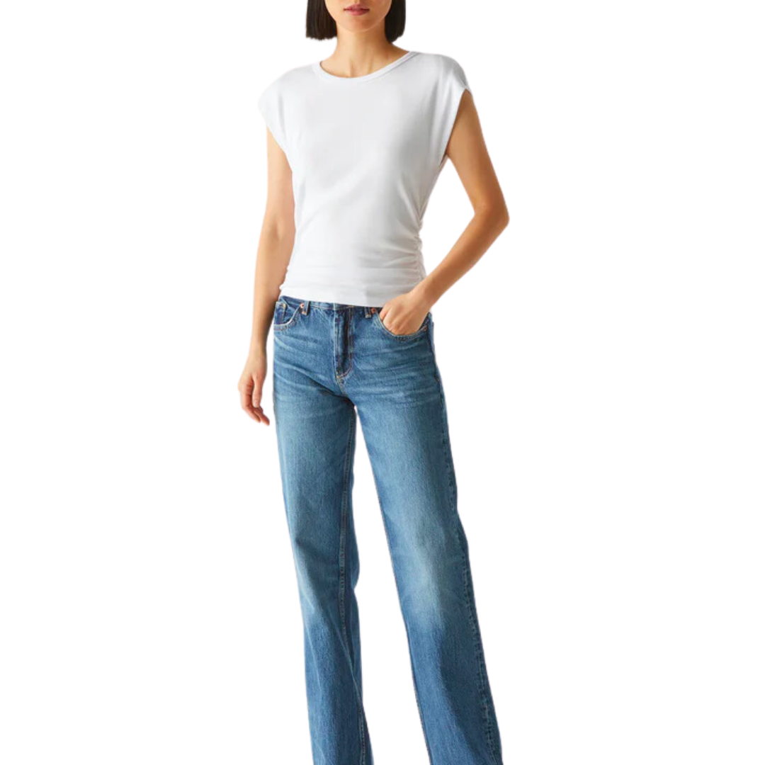Joni Power Shoulder Tee in White