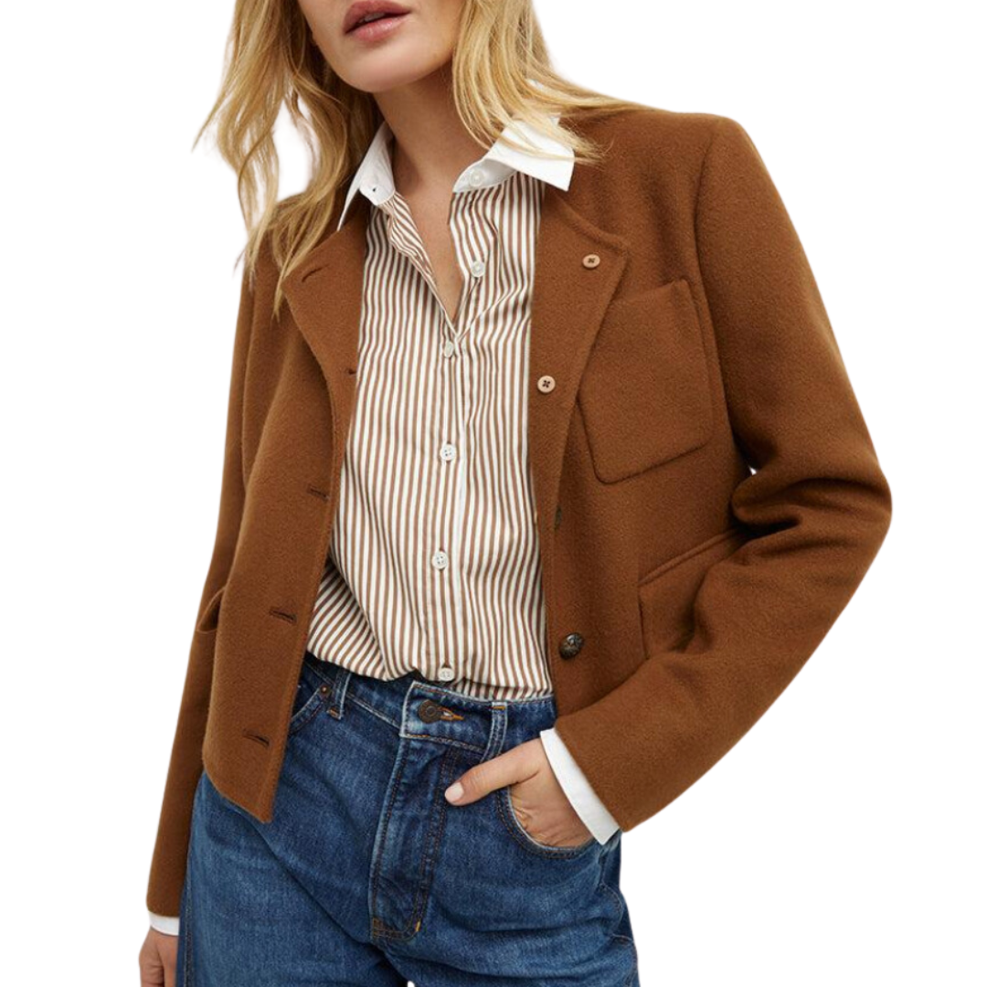 Lyssa Collarless Jacket in Deep Ochre