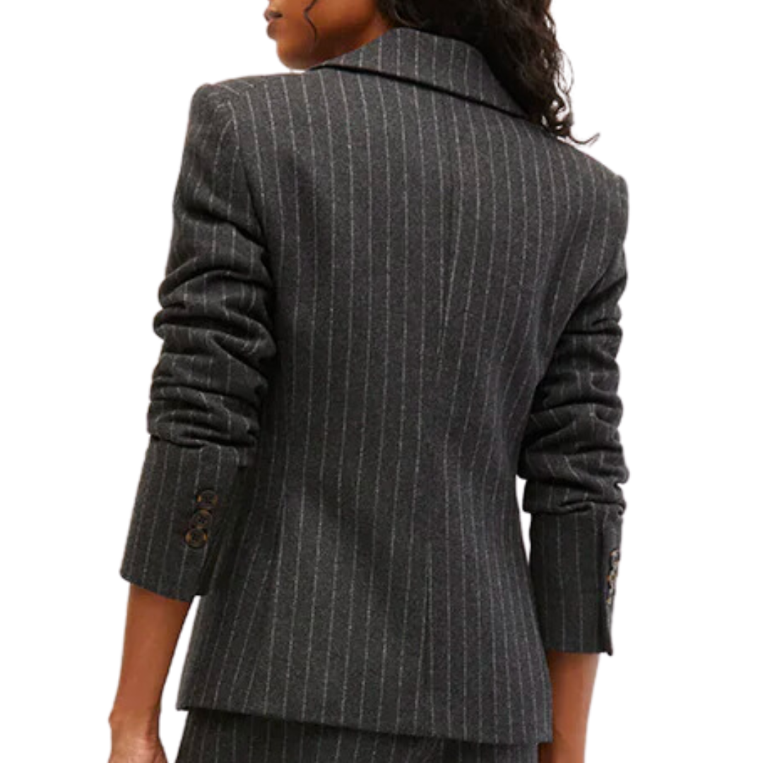 Tyra Pinstriped Dickey Jacket in Charcoal Multi