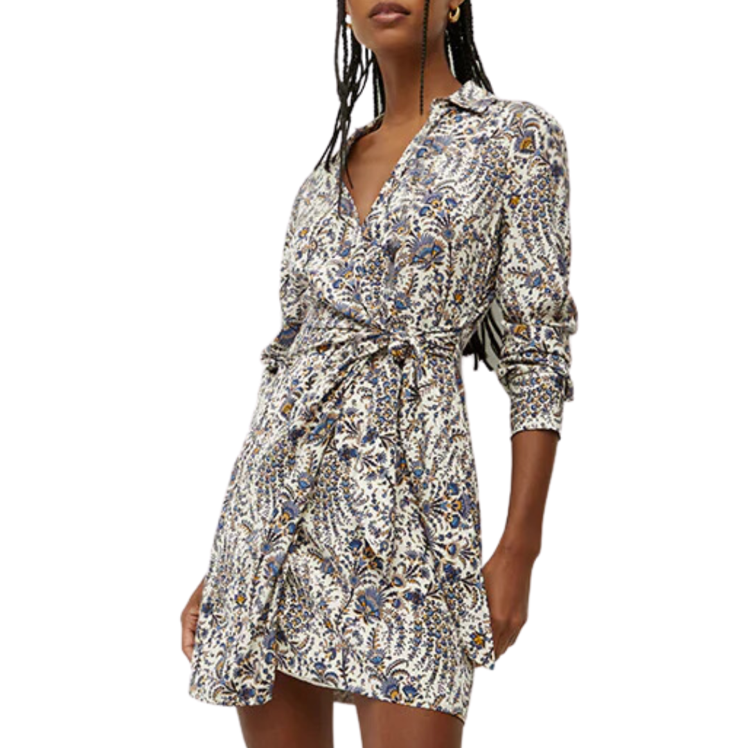 Lavella Floral Wrap Dress in Ecru Multi