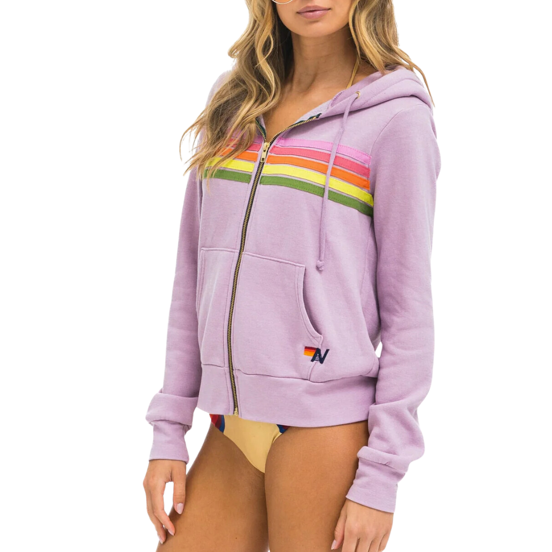 5 Stripe Hoodie in Mauve/Pink/Green