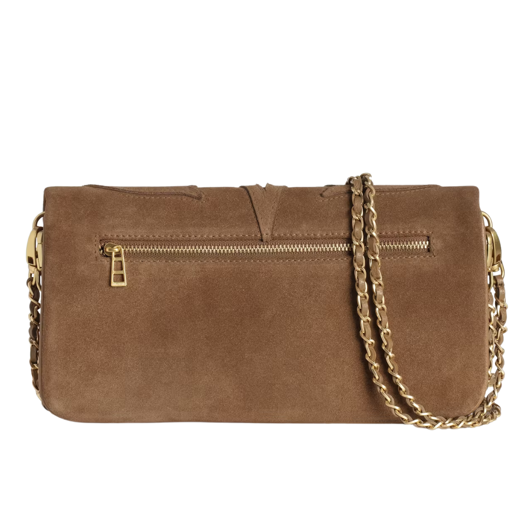 Rock Suede Clutch in Cognac