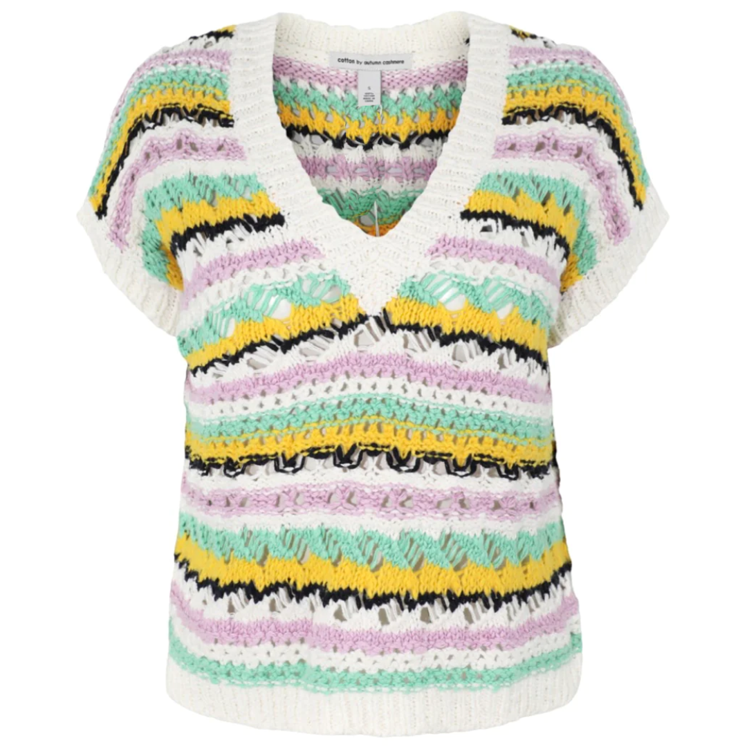 Open-Stitch Cropped V in Bright Combo