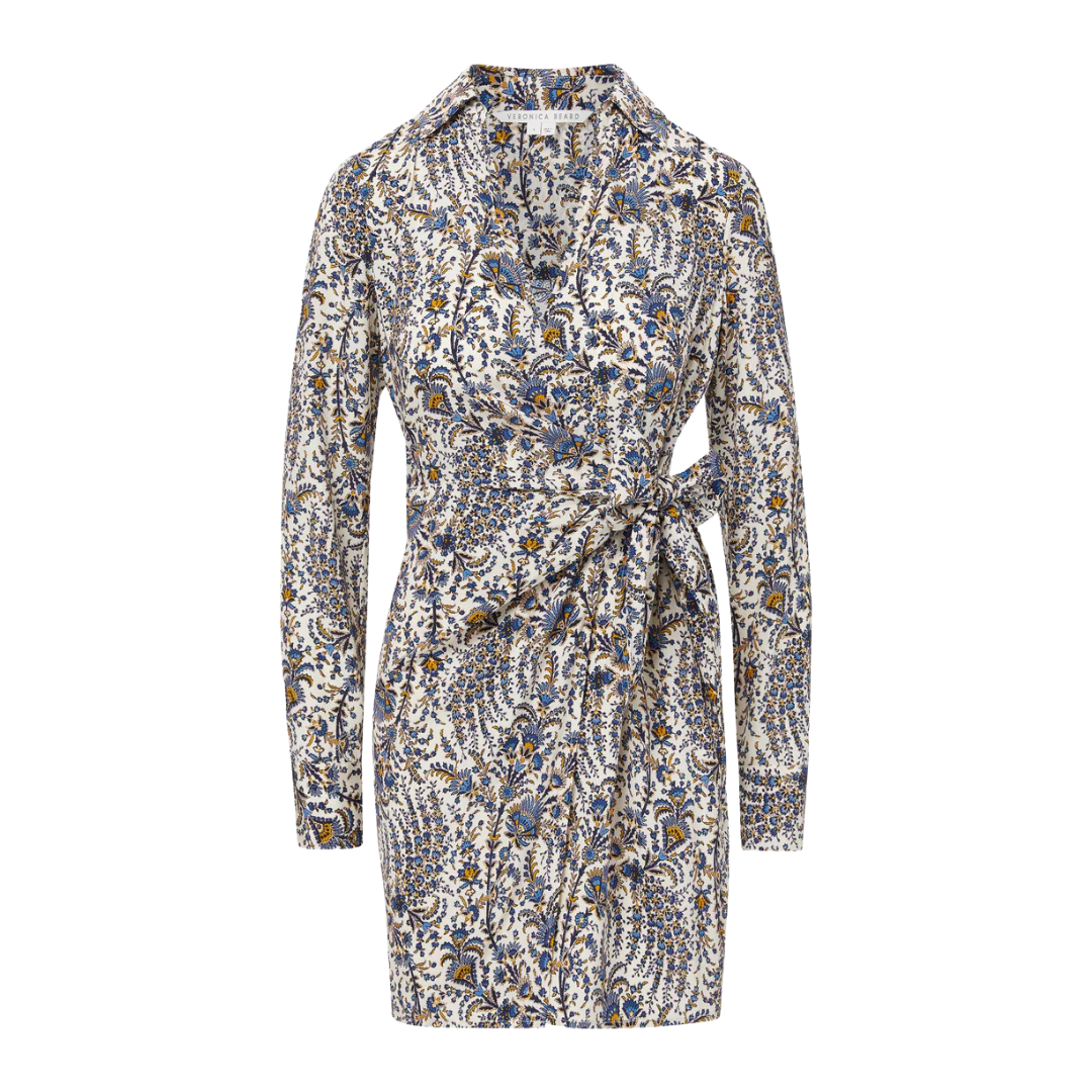Lavella Floral Wrap Dress in Ecru Multi