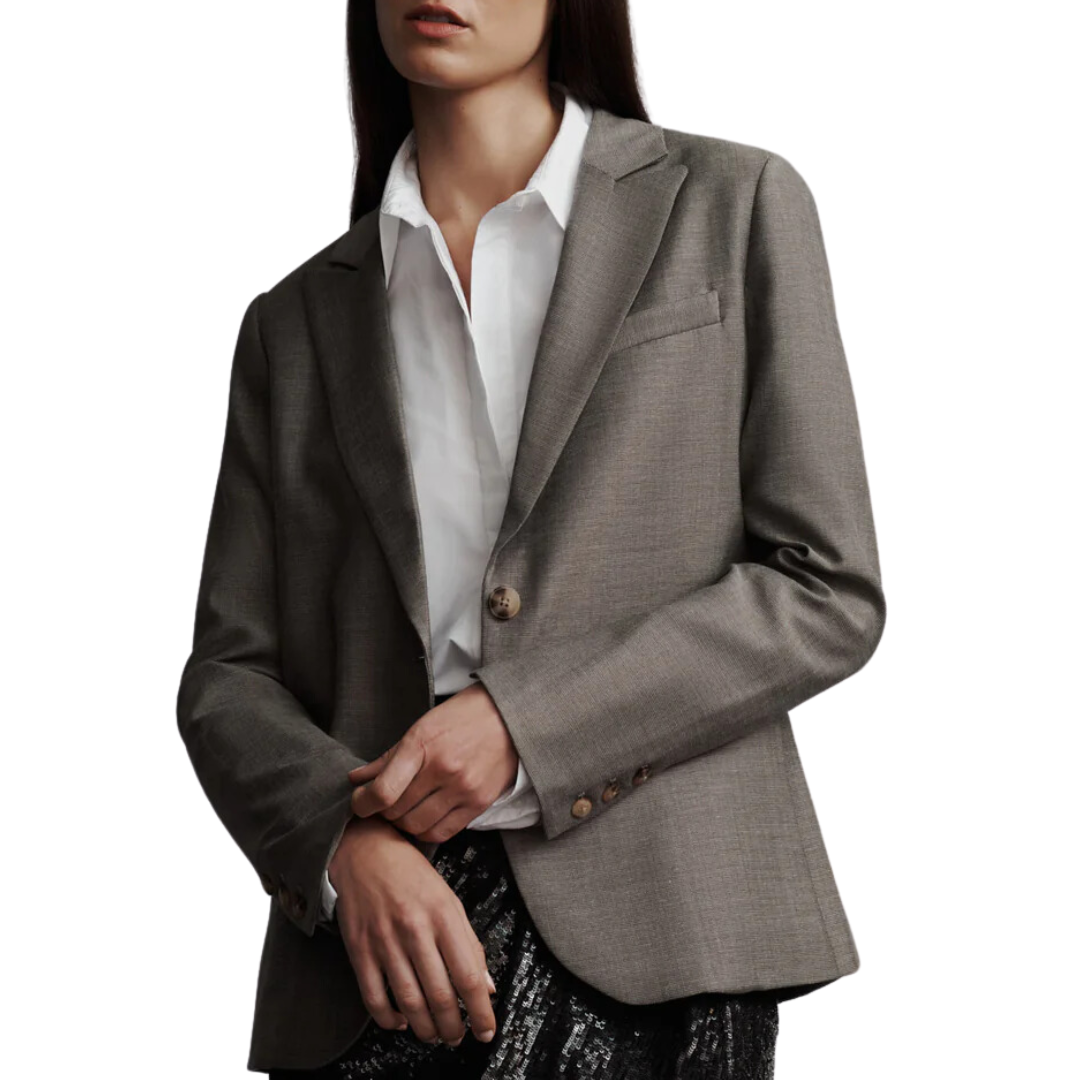 Boyfriend Blazer with Zipper in Taupe