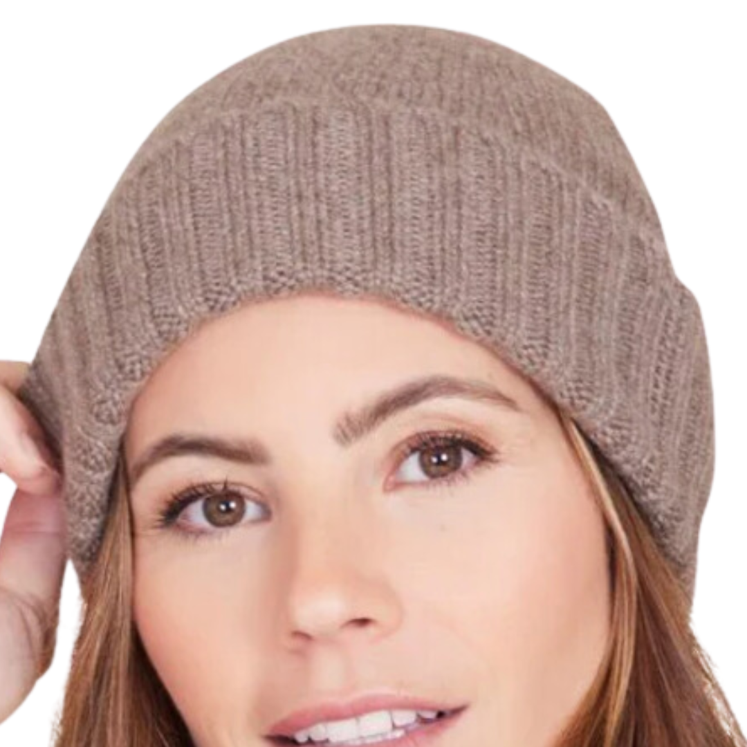 Stella Cashmere Beanie in Walnut