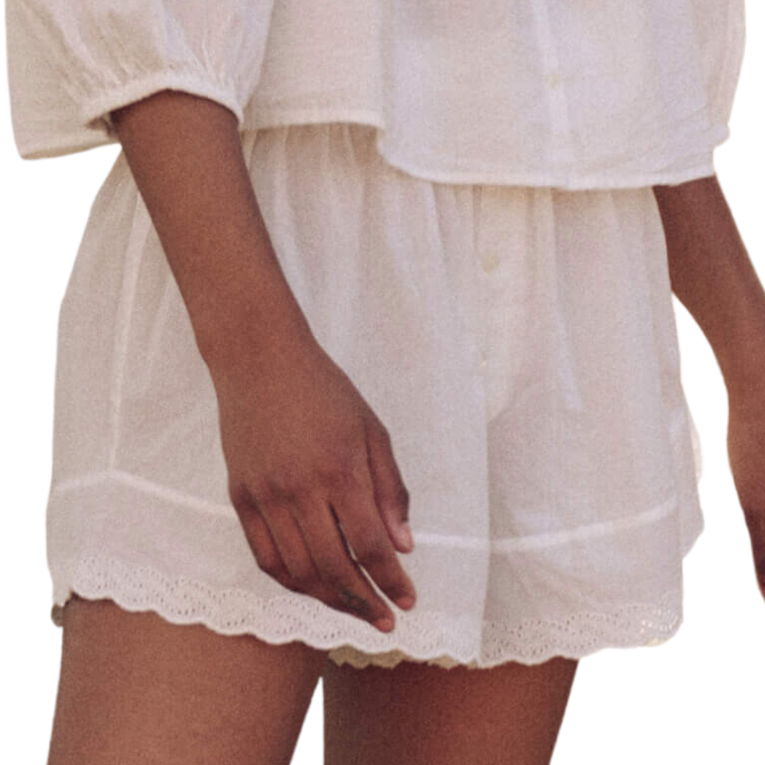 The Eyelet Tap Short in True White