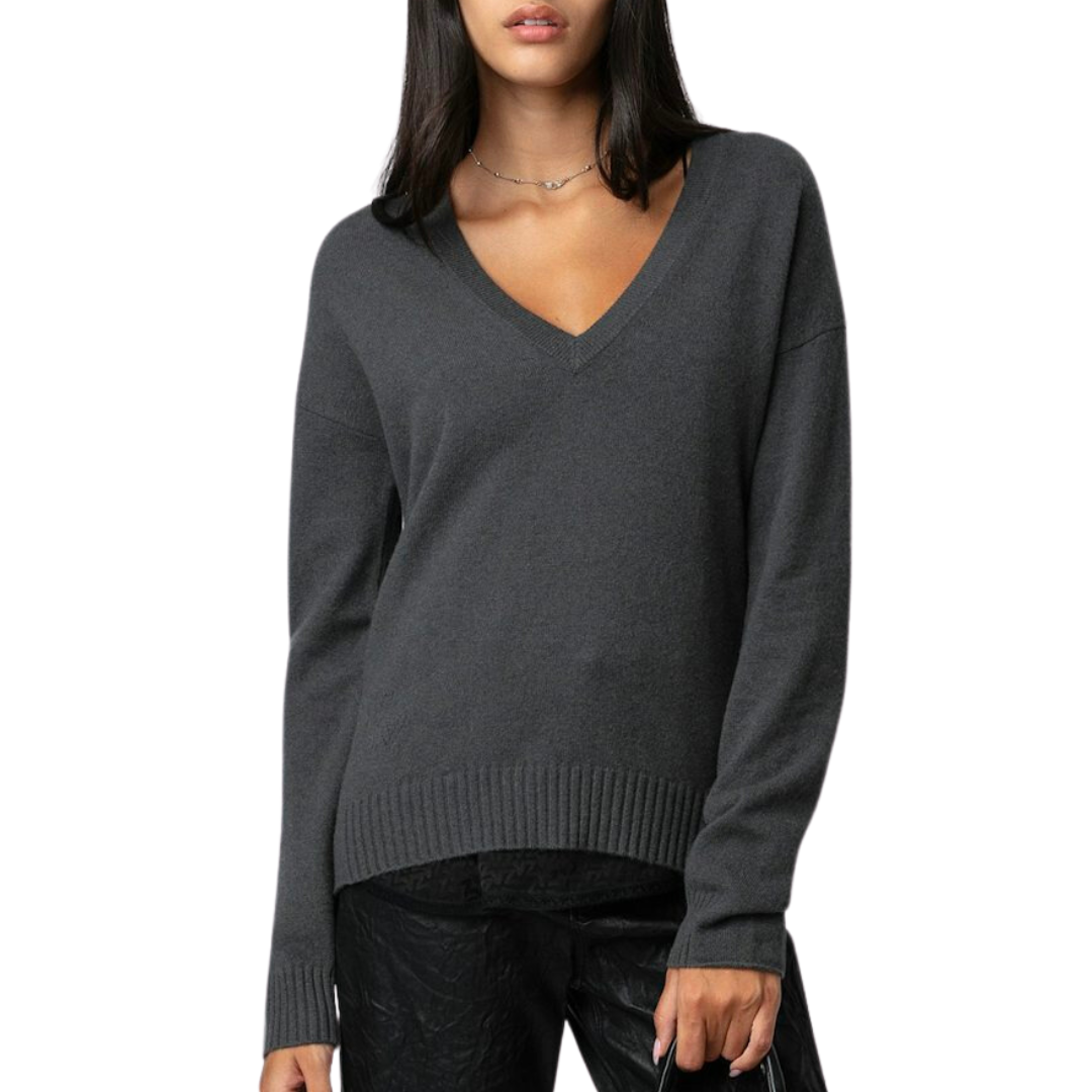 Vivi Patch Cashmere Sweater in Ardoise