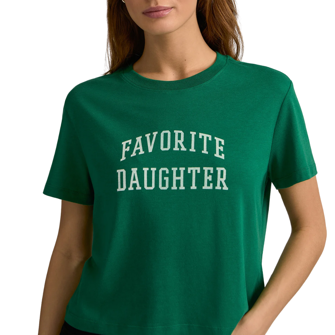 Cropped Collegiate Tee in Emerald
