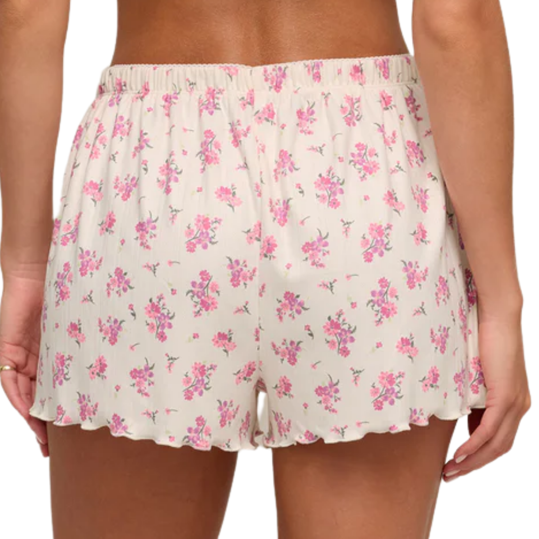 Amour Ditsy Pointelle Short in Bone