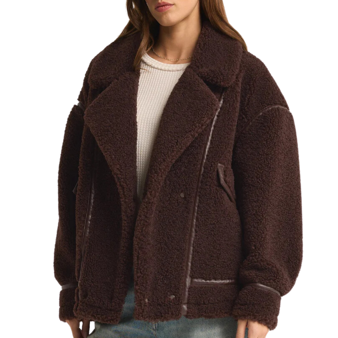 Ari Sherpa Jacket in Dark Chocolate