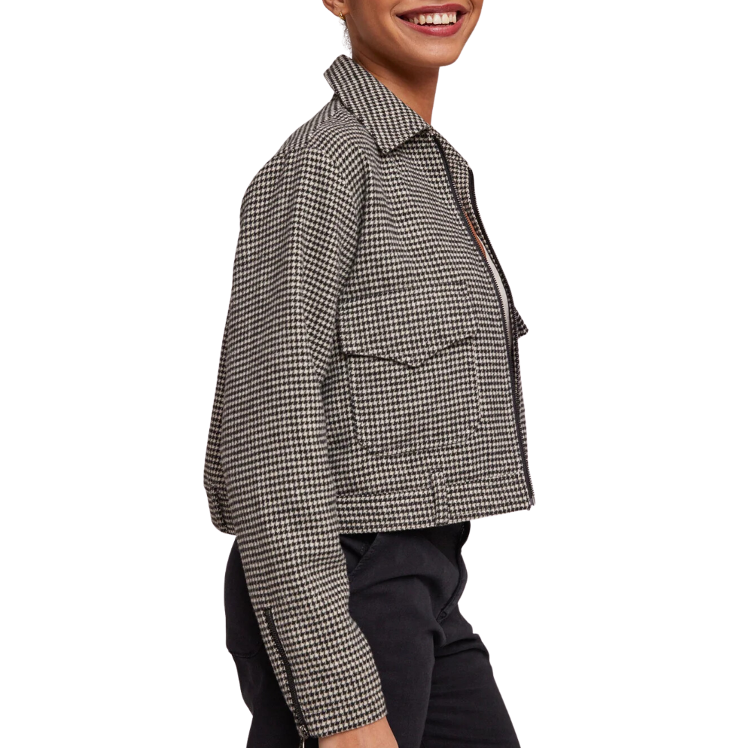 Utility Pocket Zip Jacket in Houndstooth