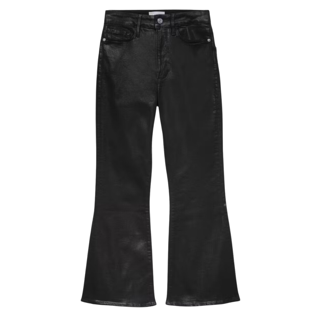 Le Crop Flare in Noir Coated