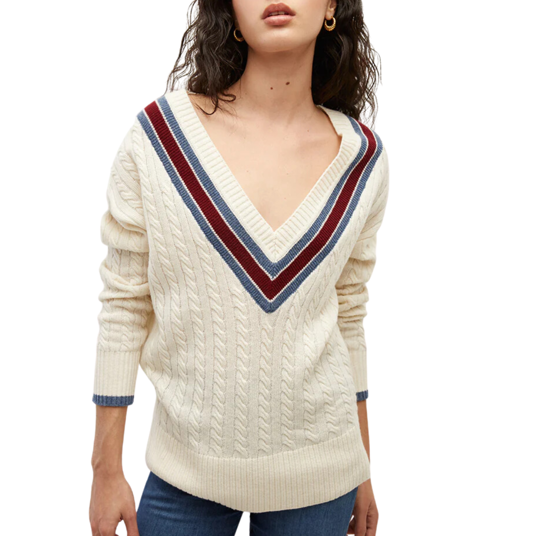 Sibley Cable-Knit Sweater in Ivory Multi