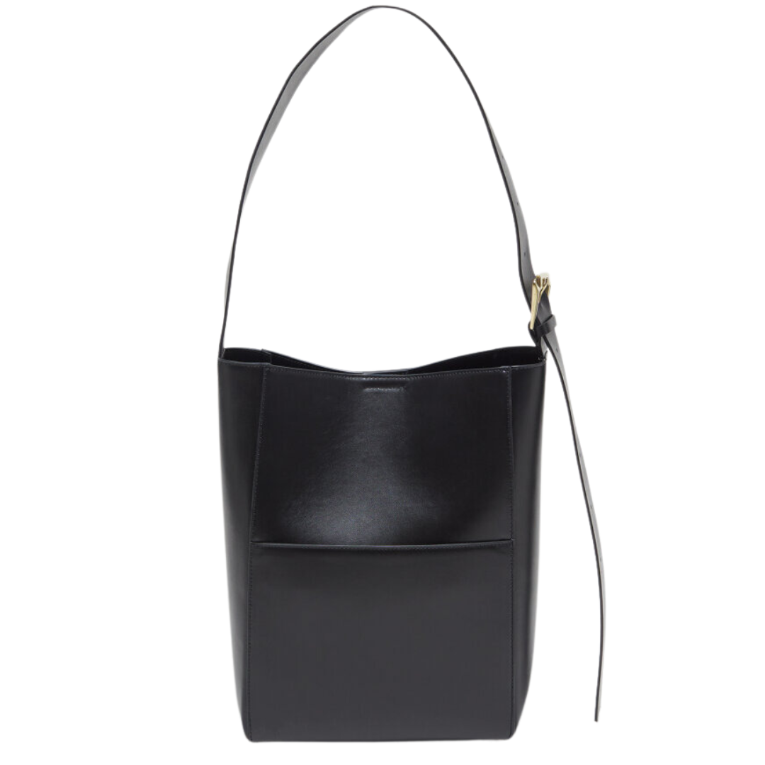 Leather Shopper in Black