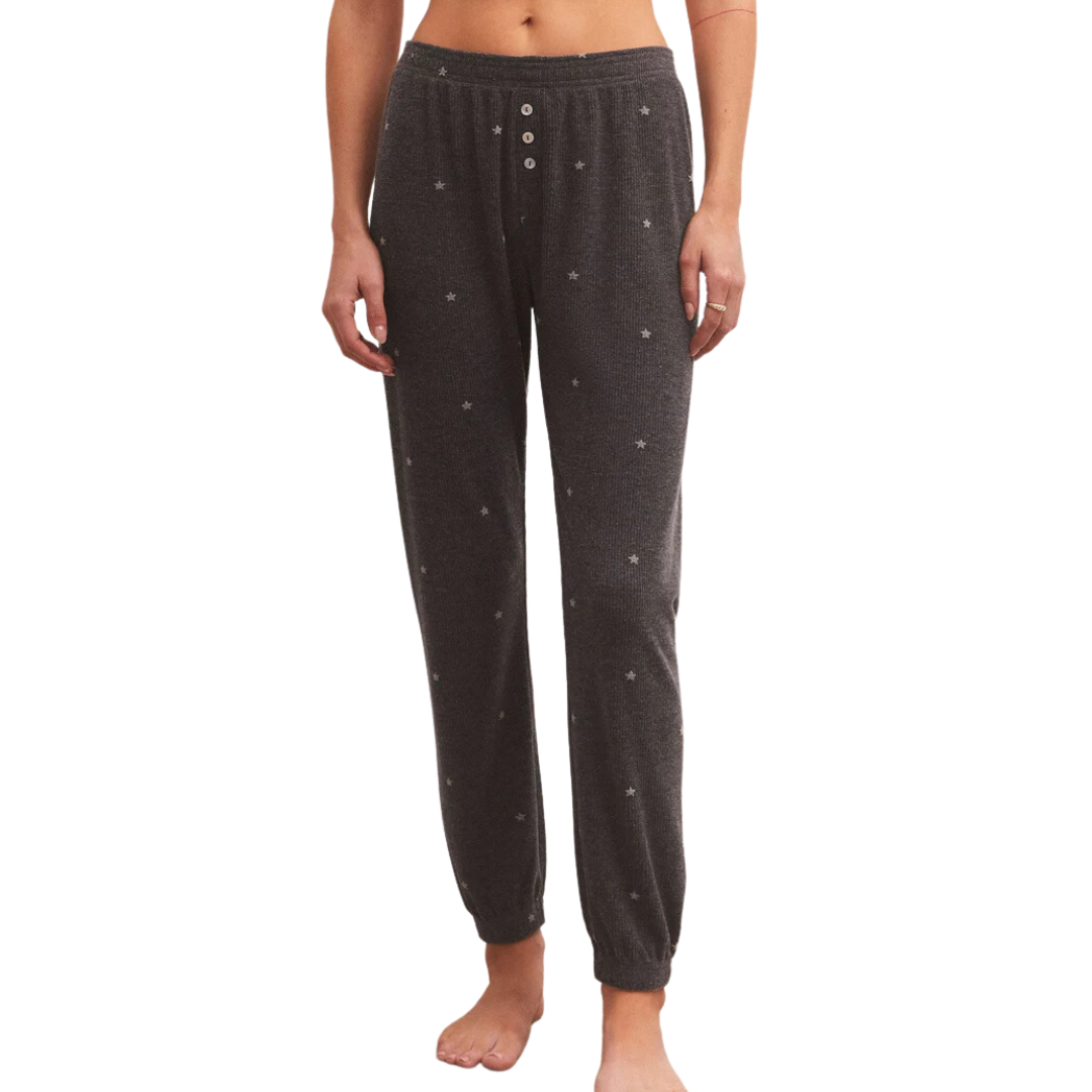 Cozy Days Star Jogger in Heather Black