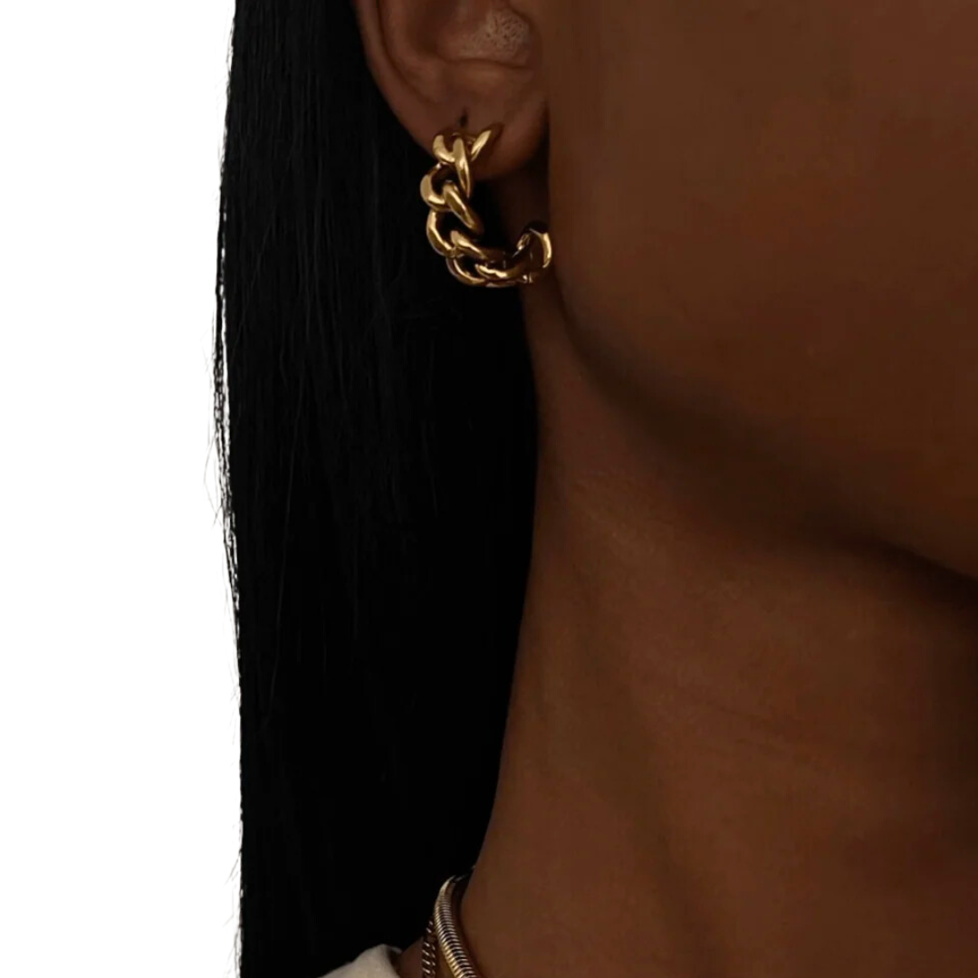 Braxton Chain Hoop Earring in Gold