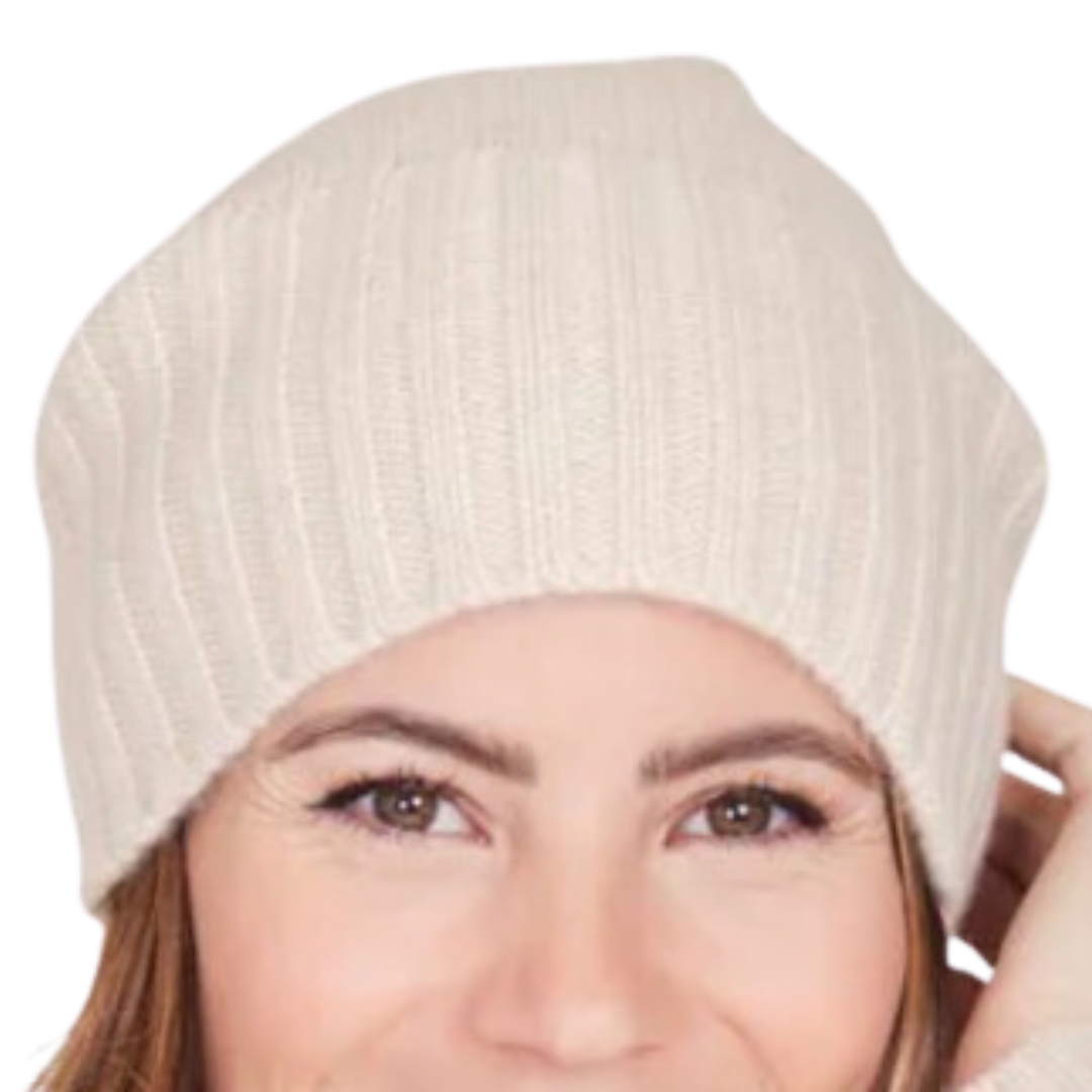 Stella Cashmere Beanie in Oat