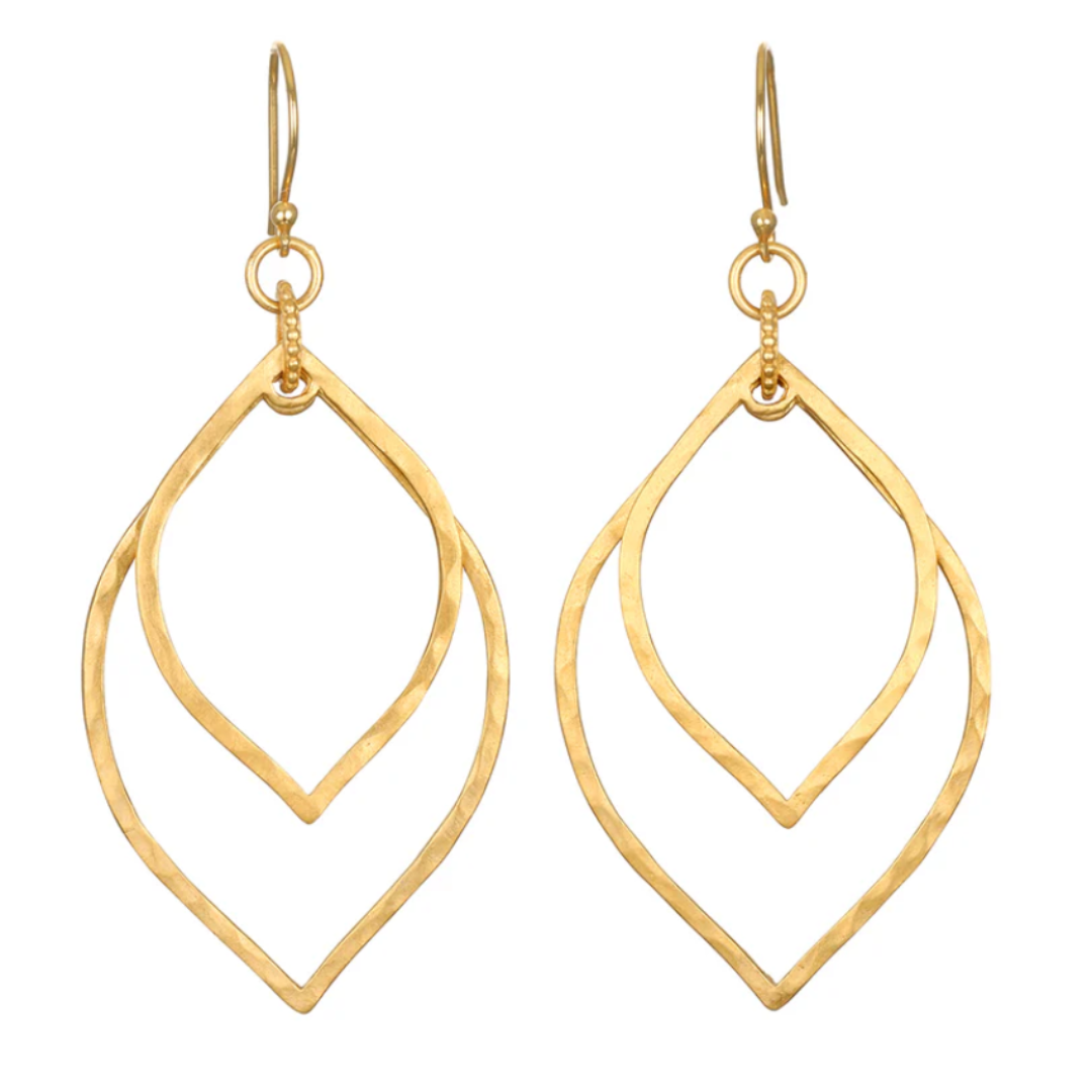 Transformed by Light Lotus Linear Earrings in Gold
