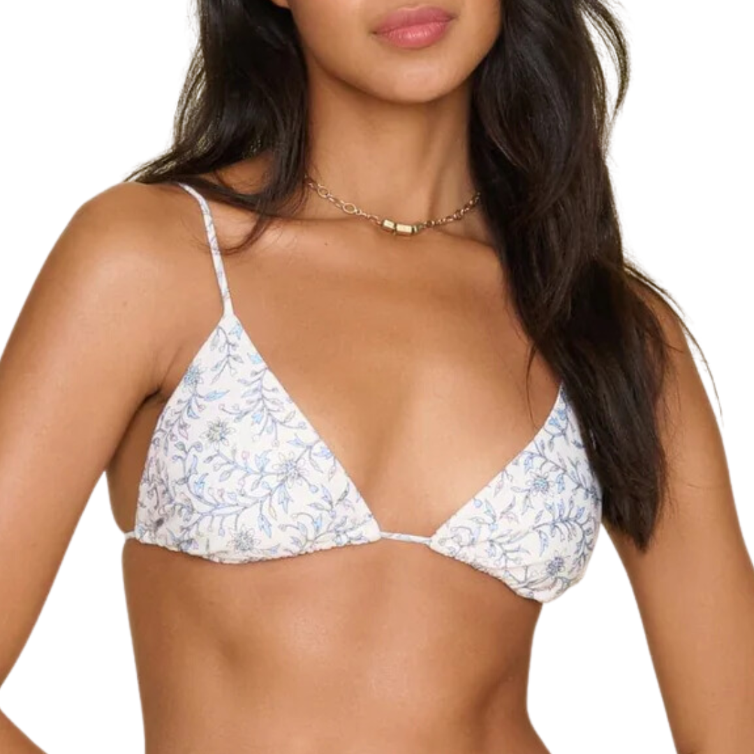 Tia Bikini Top in White Blossom