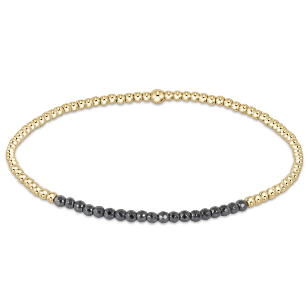 Gold Bliss 2mm Bead Bracelet in Hematite