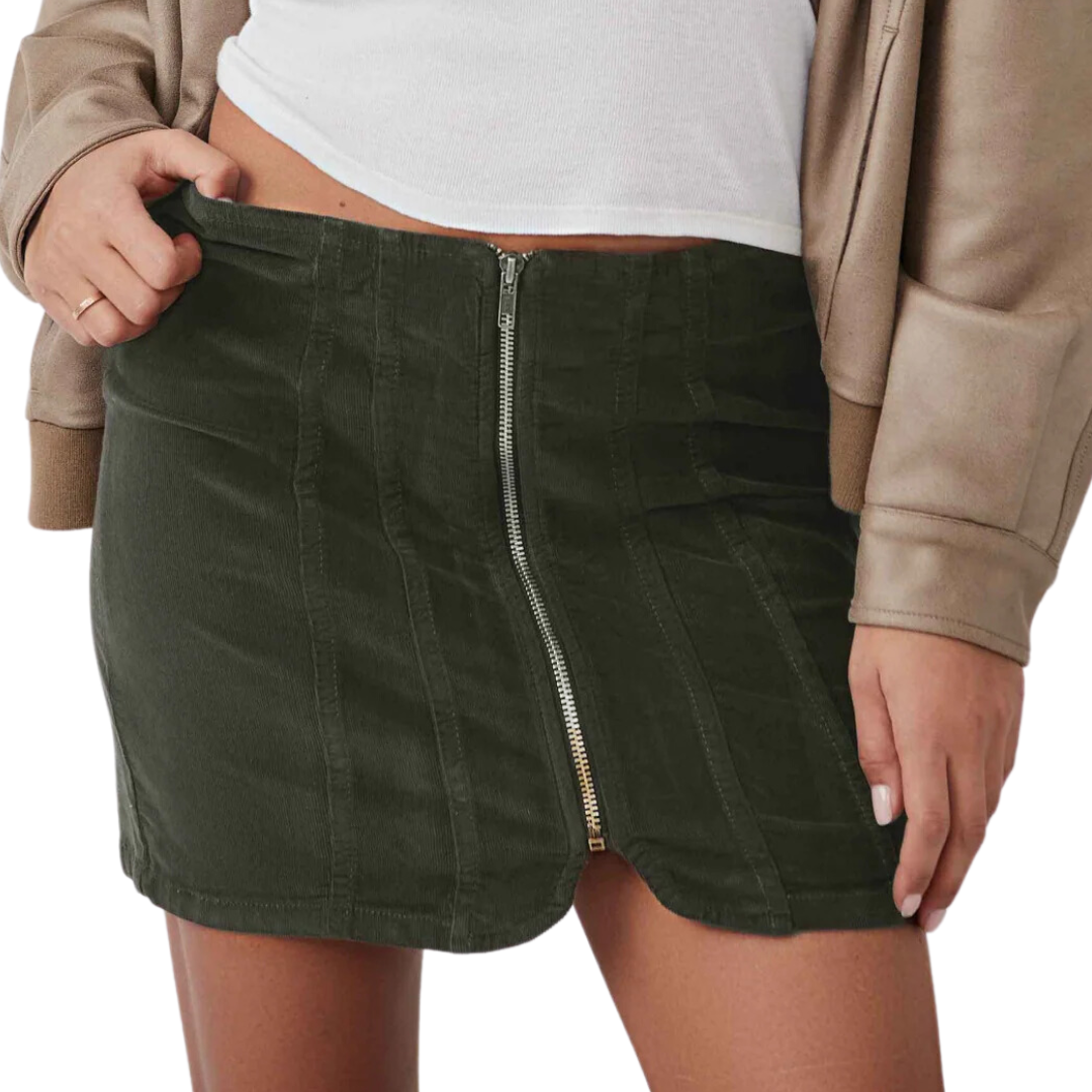 Layla Cord Mini Skirt in Espresso Bean