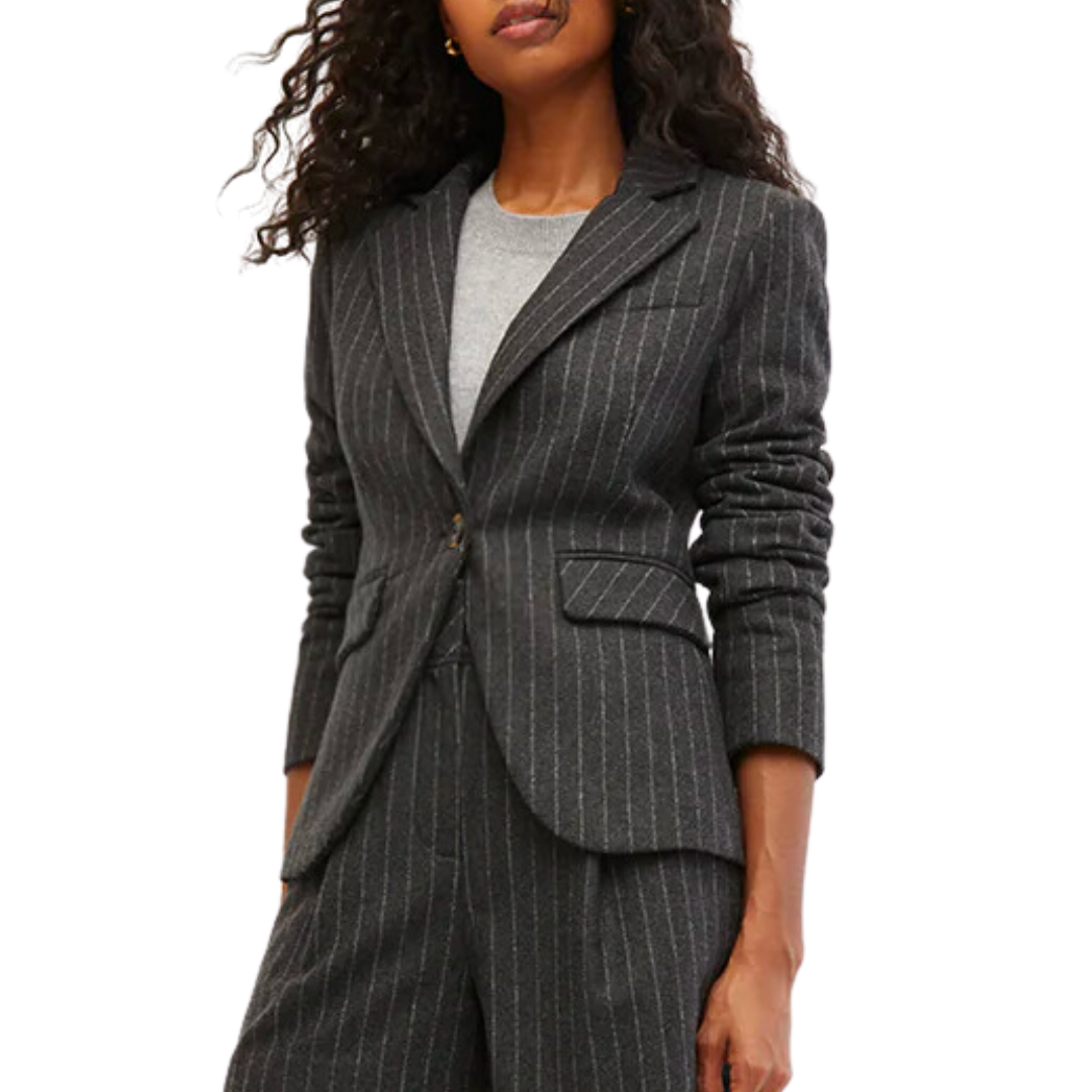 Tyra Pinstriped Dickey Jacket in Charcoal Multi